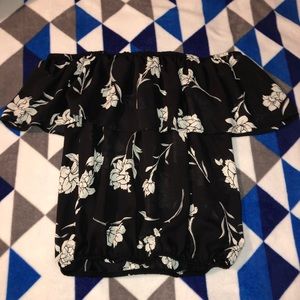 Black Floral Crop Top